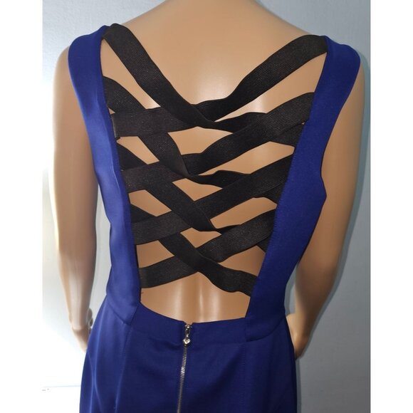 Betsy Blue Sleeveless V-Neck Dress With Crisscross Back & Zipper Size‎ 10 - Picture 3 of 10